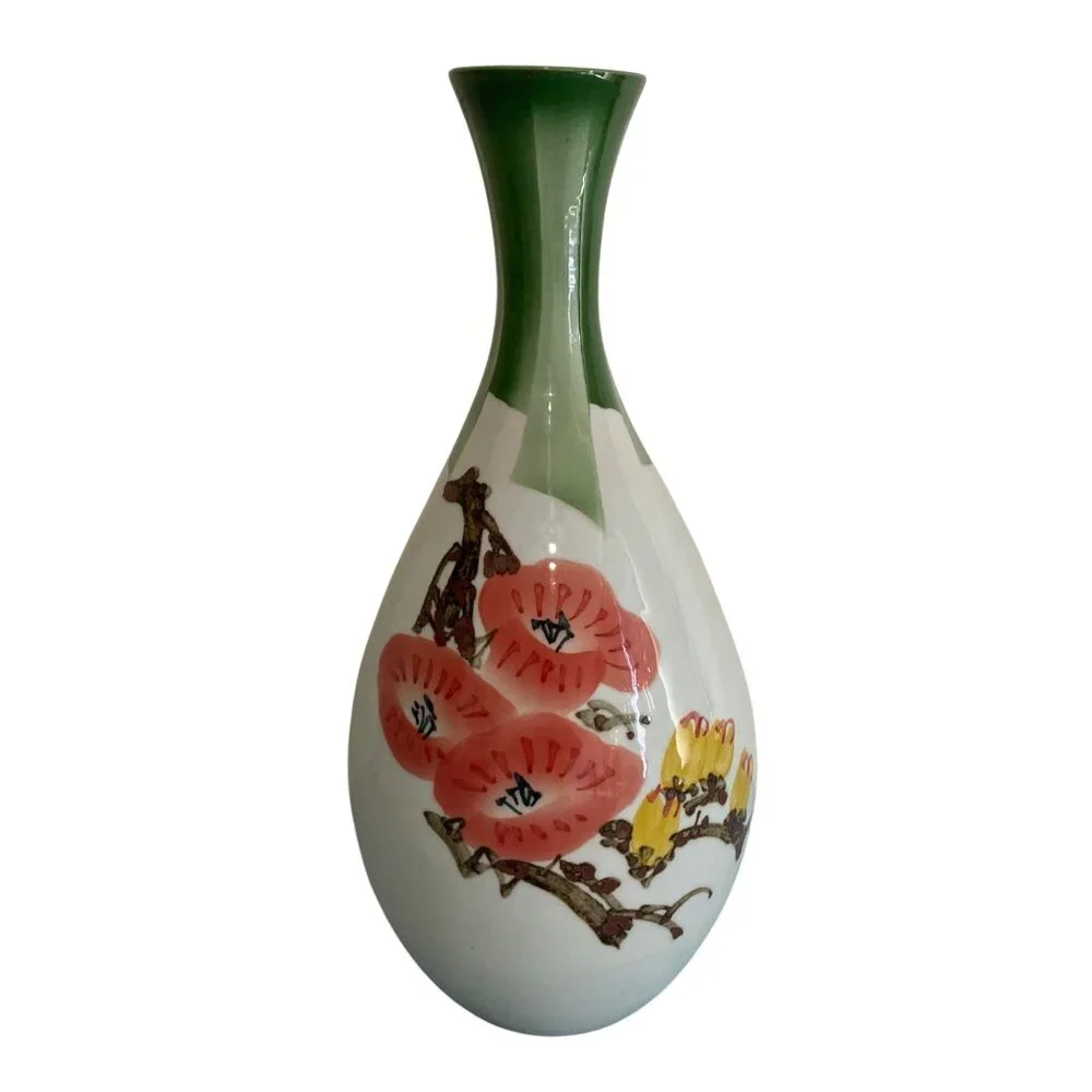 Hand Painted Chinese Pink Cherry Blossom Porcelain Vase 13.5